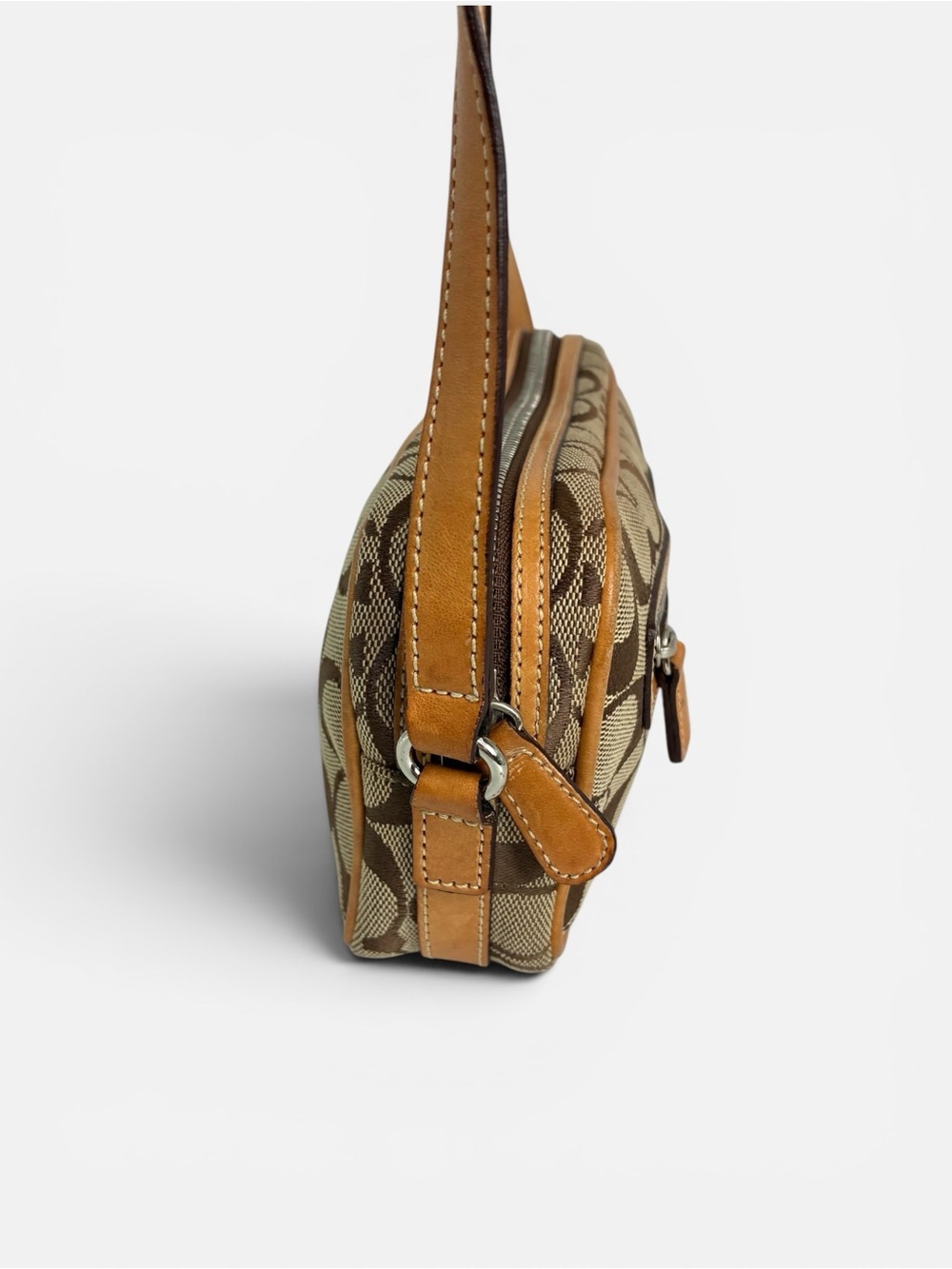 Coach Brown Signature Canvas Crossbody with Tan Leather Trim - Picture 4 of 9